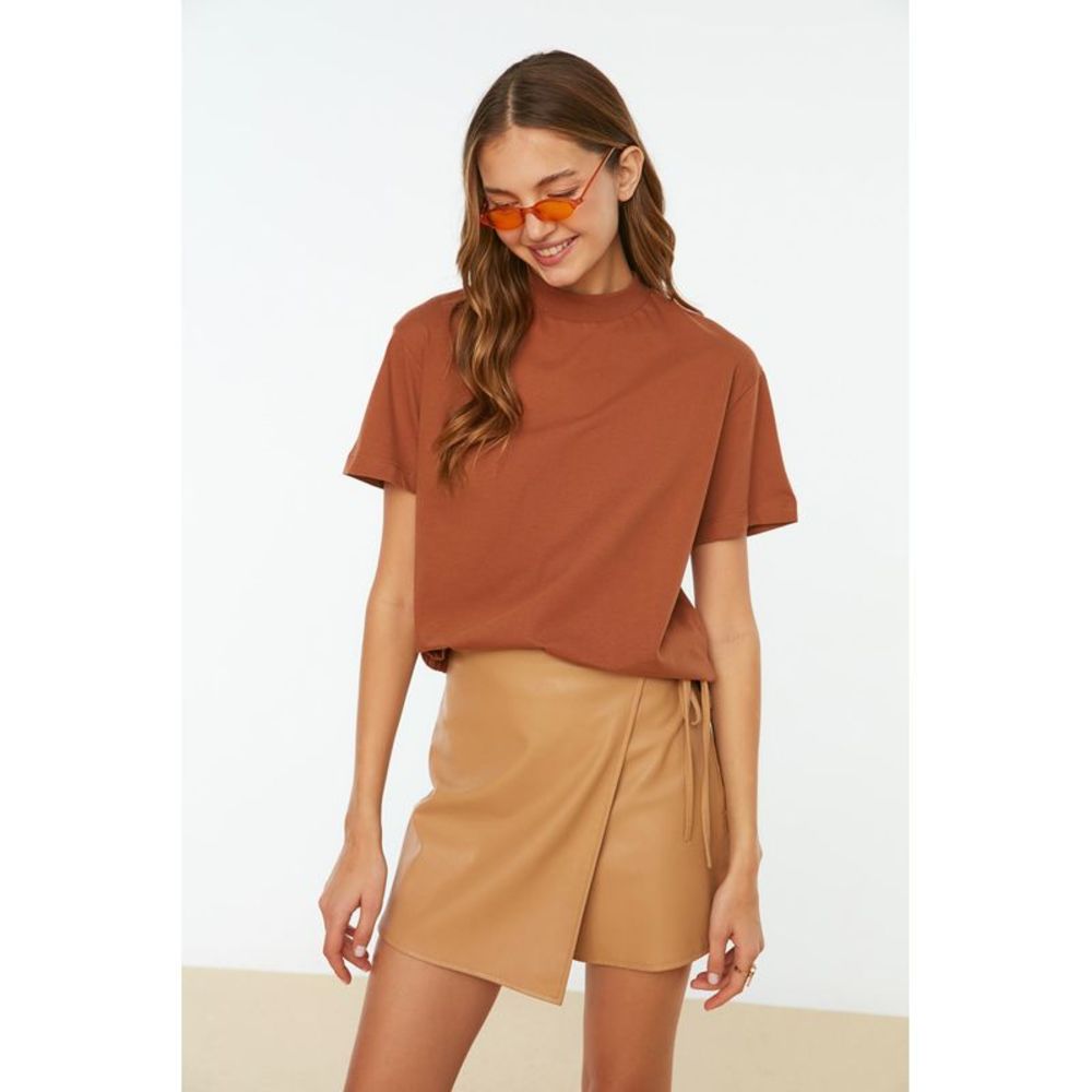 NWT Trendyol Women Regular Standing collar Knit T-Shirt
